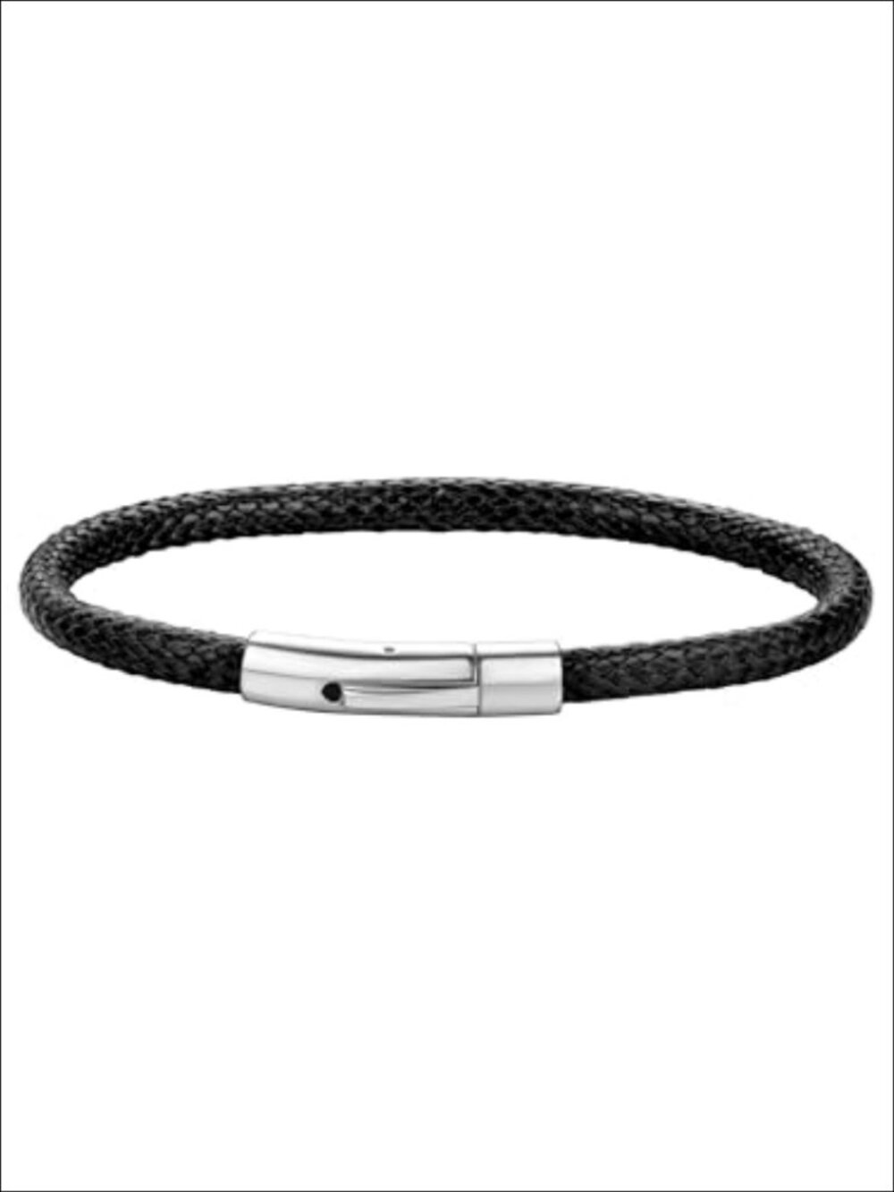Mens Leather Stainless Steel Cuff Bracelet Wax Rope Braided Engraved Gift